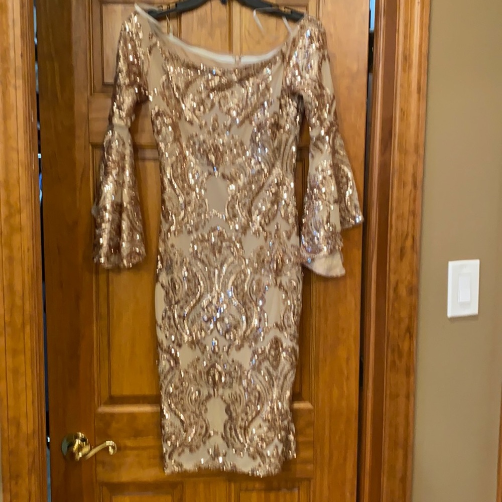Gold sequined dress
